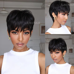 Wig Combo 11-Pixie Wig+ Wavy Kinky Edges Bob Wig