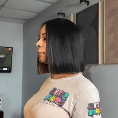 Black Mix Blonde Straight Blunt Cut Bob 5x5 Lace Closure Wig