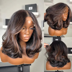 Brown Highlight Body Wave Lace Human Hair Wig
