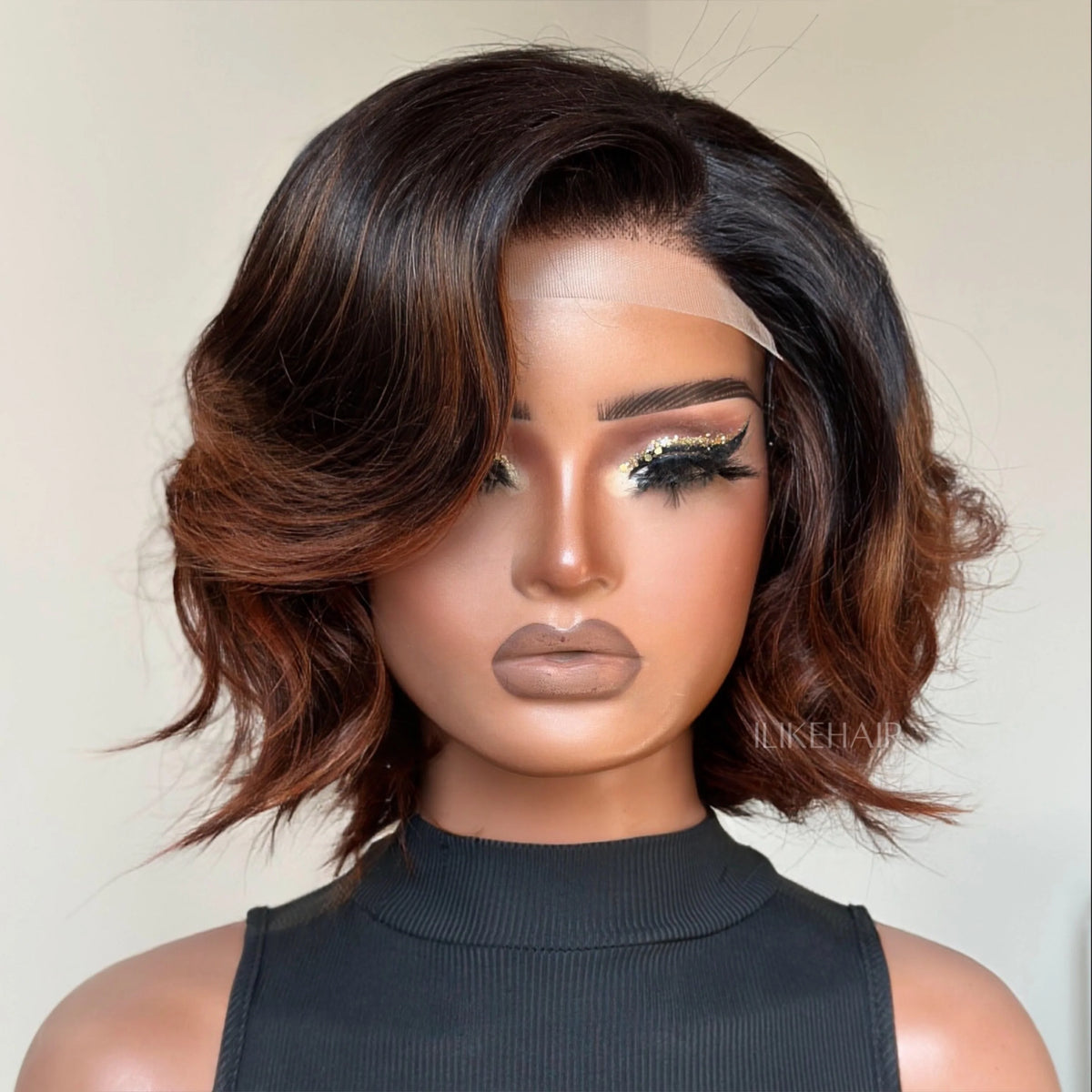 Elegant Ombre Color Loose Wave 5x5 Glueless Closure Lace Wig