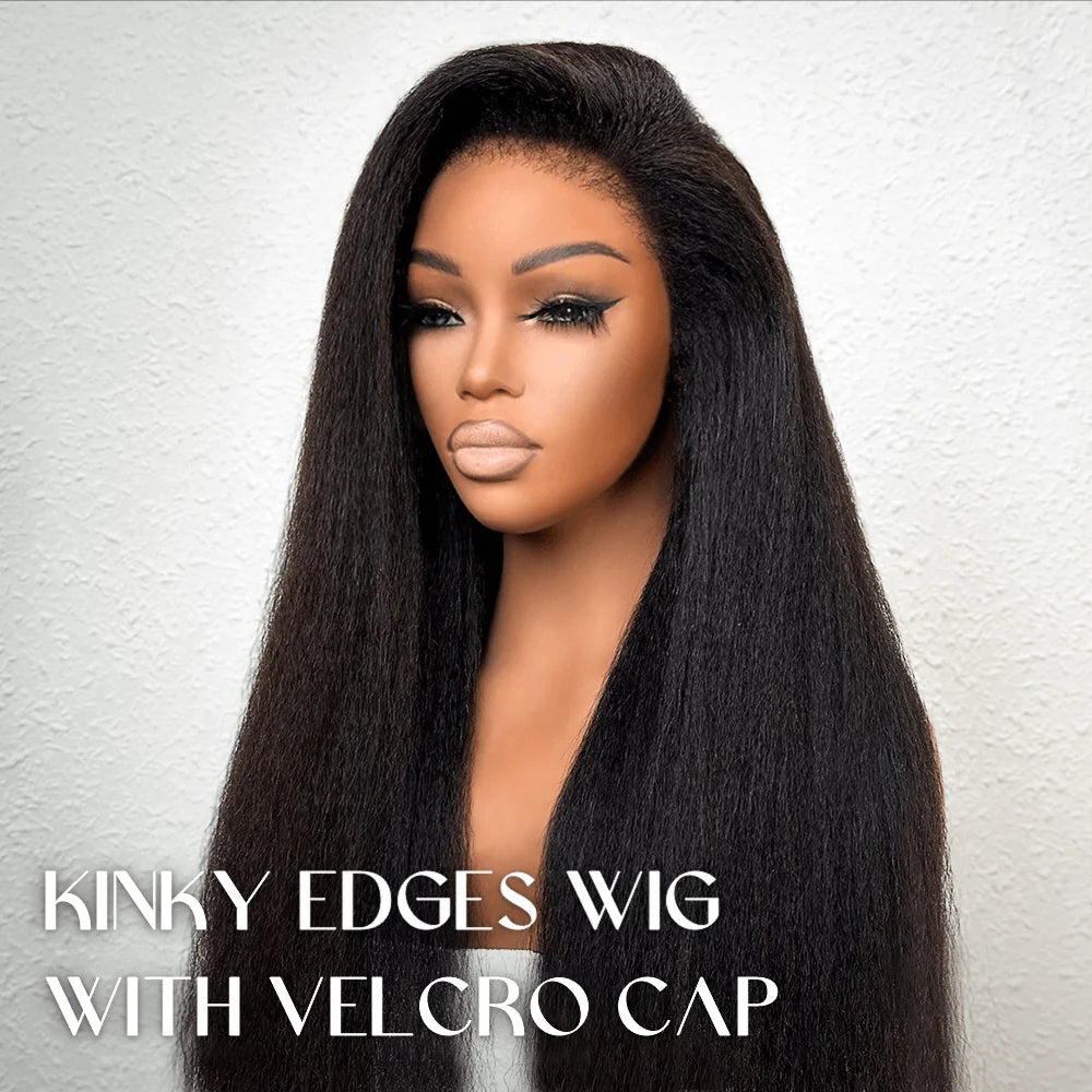 ILIKEHAIR Hyperrealism Kinky Edges HD Lace Wig with Adjustable Velcro Cap