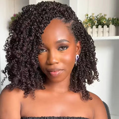 Reddish Brown Full Lace Knotless Micro Passion Twists Crochet Invisi Drawstring Wig