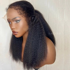 Kinky Straight 13x4 HD Lace Front With 3C Hybrid Hairline Wig