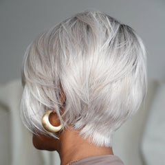Platinum Blonde Hair With Dark Root Short Pixie Cut Glueless Wig