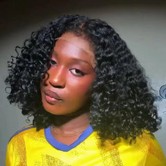 Glueless Wand Curls With Kinky Edges 5x5 Lace Bob Wig