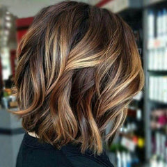 Short Bob Wigs Human Hair Lace Front Wig Brown Blonde Highlights