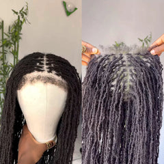 Full Lace Long Twisted Sisterlocs Braids Bohemian Invisi Drawstring Wig