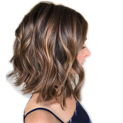 Short Bob Wigs Human Hair Lace Front Wig Brown Blonde Highlights