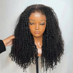 Customize Link Afro Curly Lace Frontal Wig With 3C Hybrid Hairline