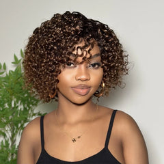 Natural & Effortless Ombre Brown Short Pixie Curly Wig