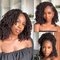 Reddish Brown Full Lace Knotless Micro Passion Twists Crochet Invisi Drawstring Wig