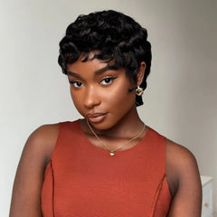Short Pixie Finger Wave Full Lace Wig