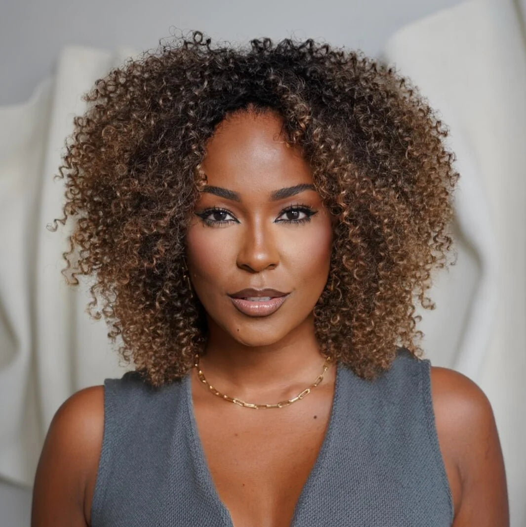 Put On & Go Short Ombre Dark Brown Curly Wig