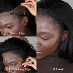 360 Lace Invisible Strap Kinky Straight With Kinky Edges Wig