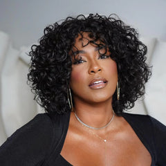 Put On ��� Go Glueless Short Bob Curly 13��4 Lace Front Human Hair Wig