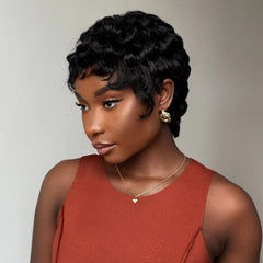 Short Pixie Finger Wave Full Lace Wig