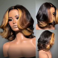 Wig Combo 4-Honey Blonde Highlights Wig+Ombre Curly Wig